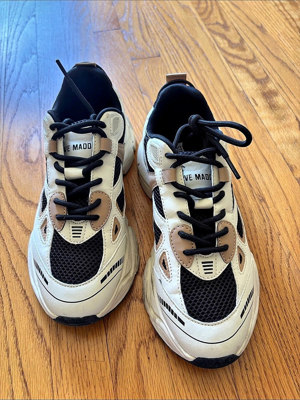 Steve Madden Chunky Sneaker White Tan & Black